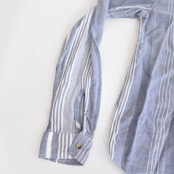 Anthropologie Maeve Blue And White Stripe Button Down Blouse Shirt XS - Picture 9 of 11